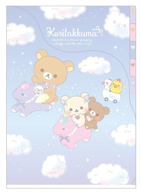 San-X Rilakkuma Korilakkuma Cotton Candy Sky 5-Tab Folder (Clouds and Unicorns)