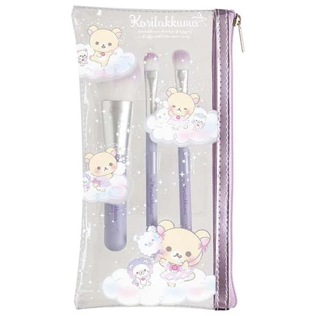 San-X Rilakkuma Korilakkuma Cotton Candy Sky Cosmetic Brush Set & Cosmetics Bag