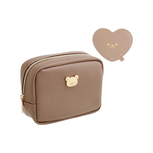 San-X Rilakkuma Cosmetics Bag w/ Heart-Shaped Pocket Mirror