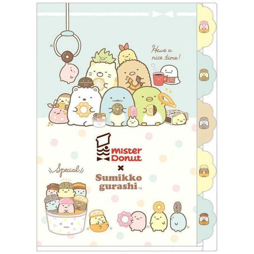San-X Mister Donut X Sumikko Gurashi 5-Tab Index Folder