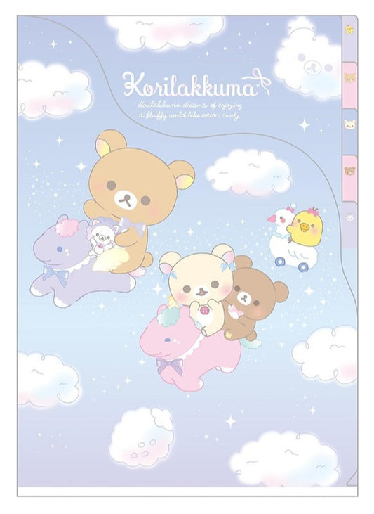 San-X Rilakkuma Korilakkuma Cotton Candy Sky 5-Tab Folder (Clouds and Unicorns)